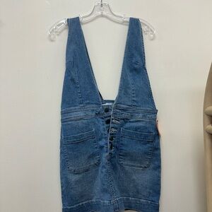 Denim Button-Front Pinafore Dress